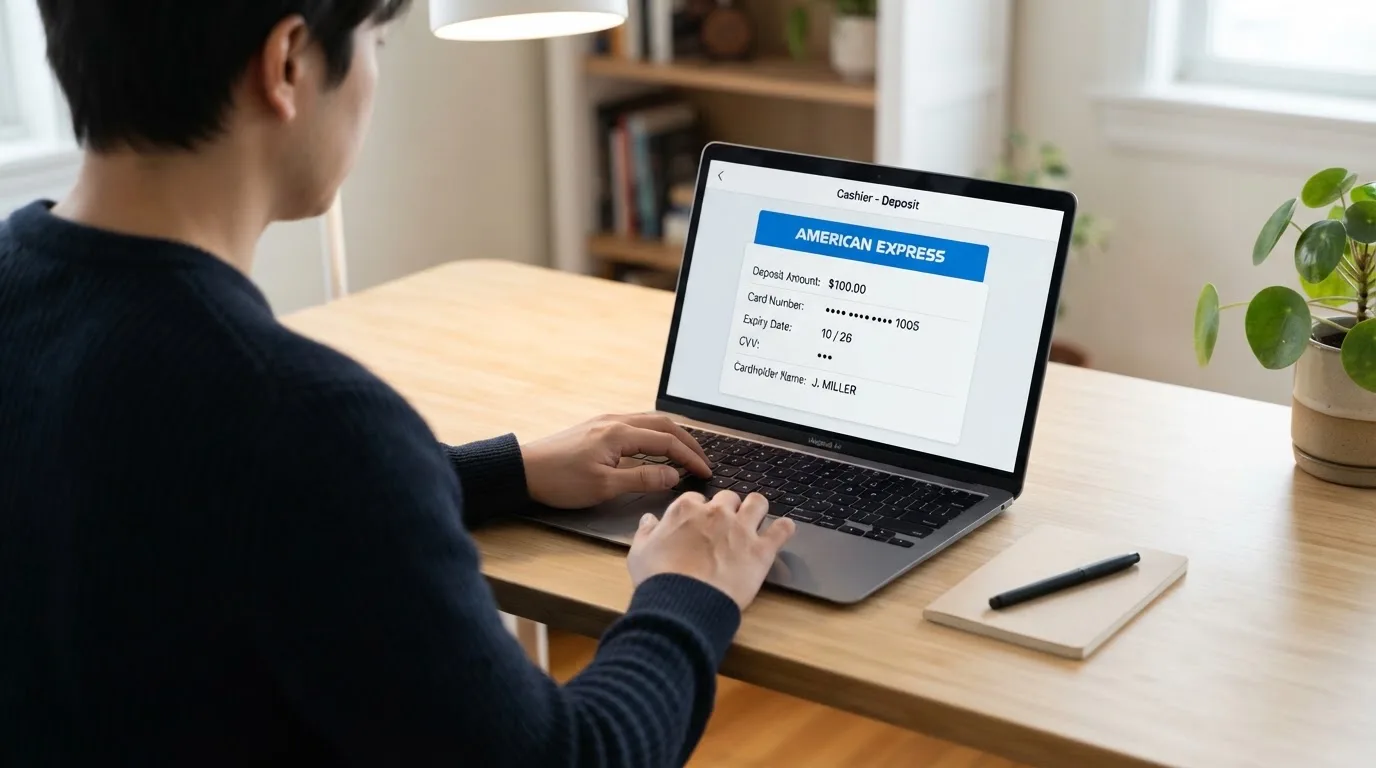 Schritt-für-Schritt-Darstellung einer AmEx-Casino-Einzahlung von Login bis Bestätigung