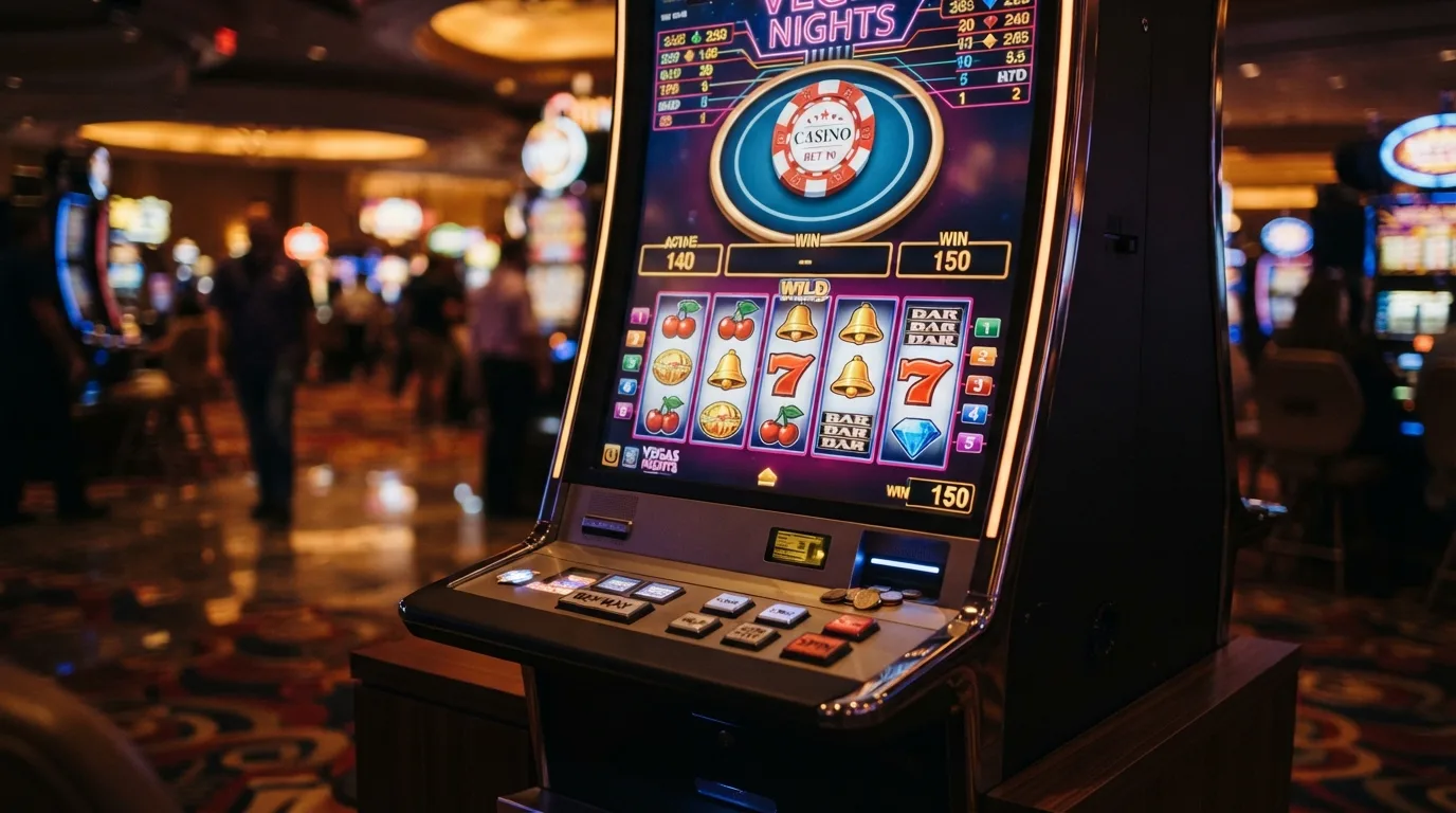 Slot-Automat mit BCH-Coin als Einsatzsymbol, bunte Walzen und Casino-Atmosphäre