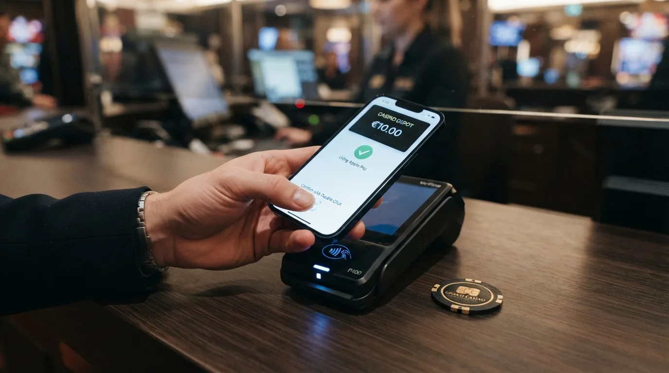 Schritt-für-Schritt-Darstellung des Apple-Pay-Einzahlungsvorgangs im Online Casino