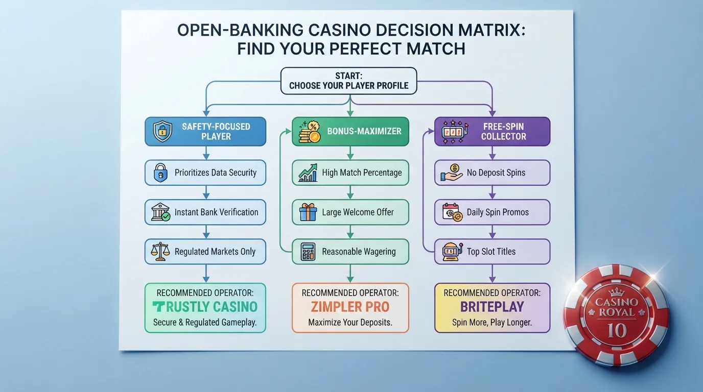Entscheidungsmatrix: drei Spielertypen mit den jeweils passenden Casinos aus dem Vergleich