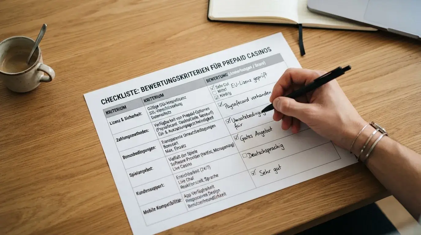 Prüfkriterien als Checkliste oder Diagramm mit Quellenangaben
