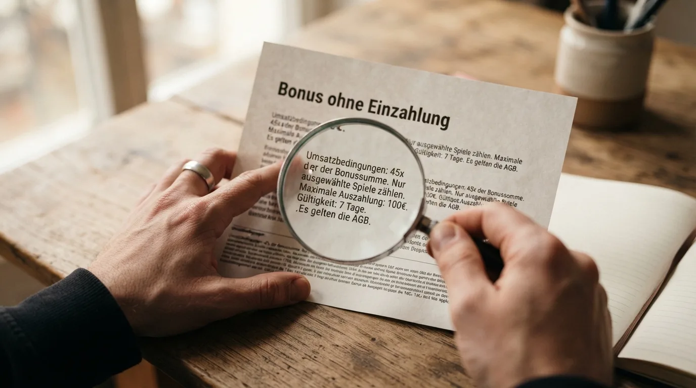 Ein Bonus-Versprechen mit Lupeneffekt auf die Umsatzbedingungen im Kleingedruckten