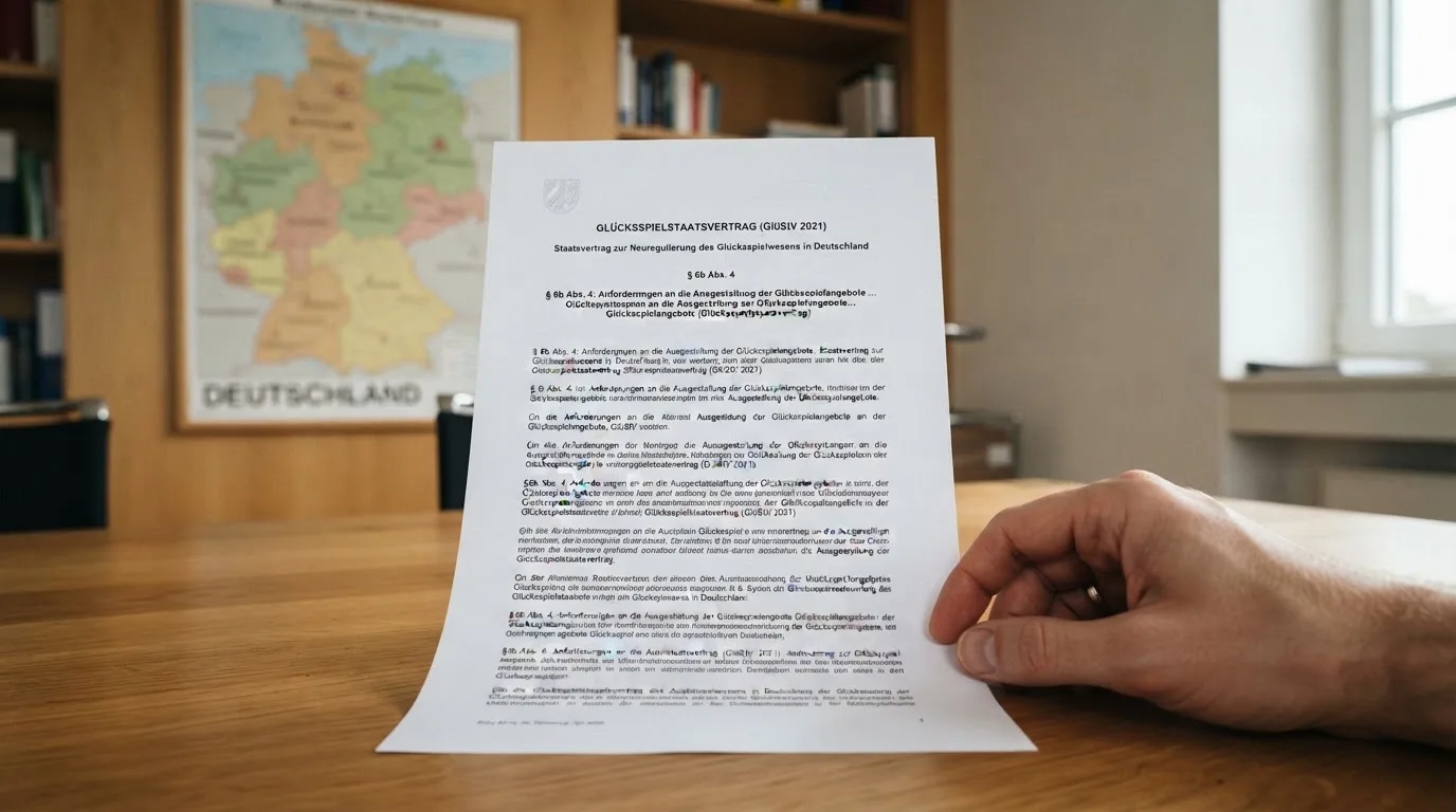 GGL-Logo und GlüStV-Dokument vor einer Deutschlandkarte