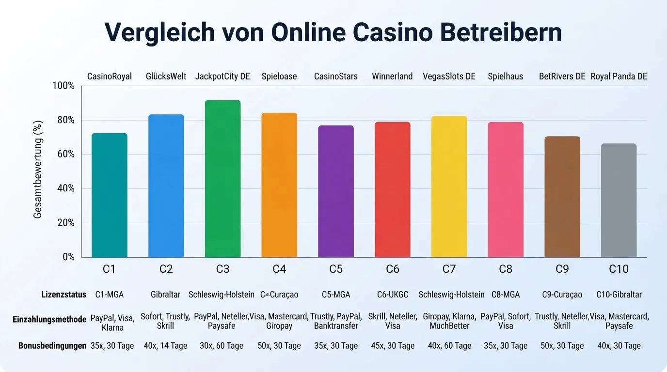 Übersichtsgrafik der zehn getesteten Casino-Logos mit GGL-Siegel
