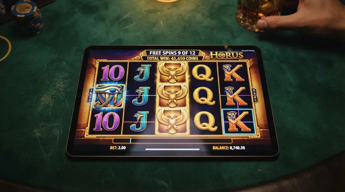 Freispiel-Feature mit Symbol-Upgrade – Horus expandiert über die Walze und ersetzt niedrige Symbole