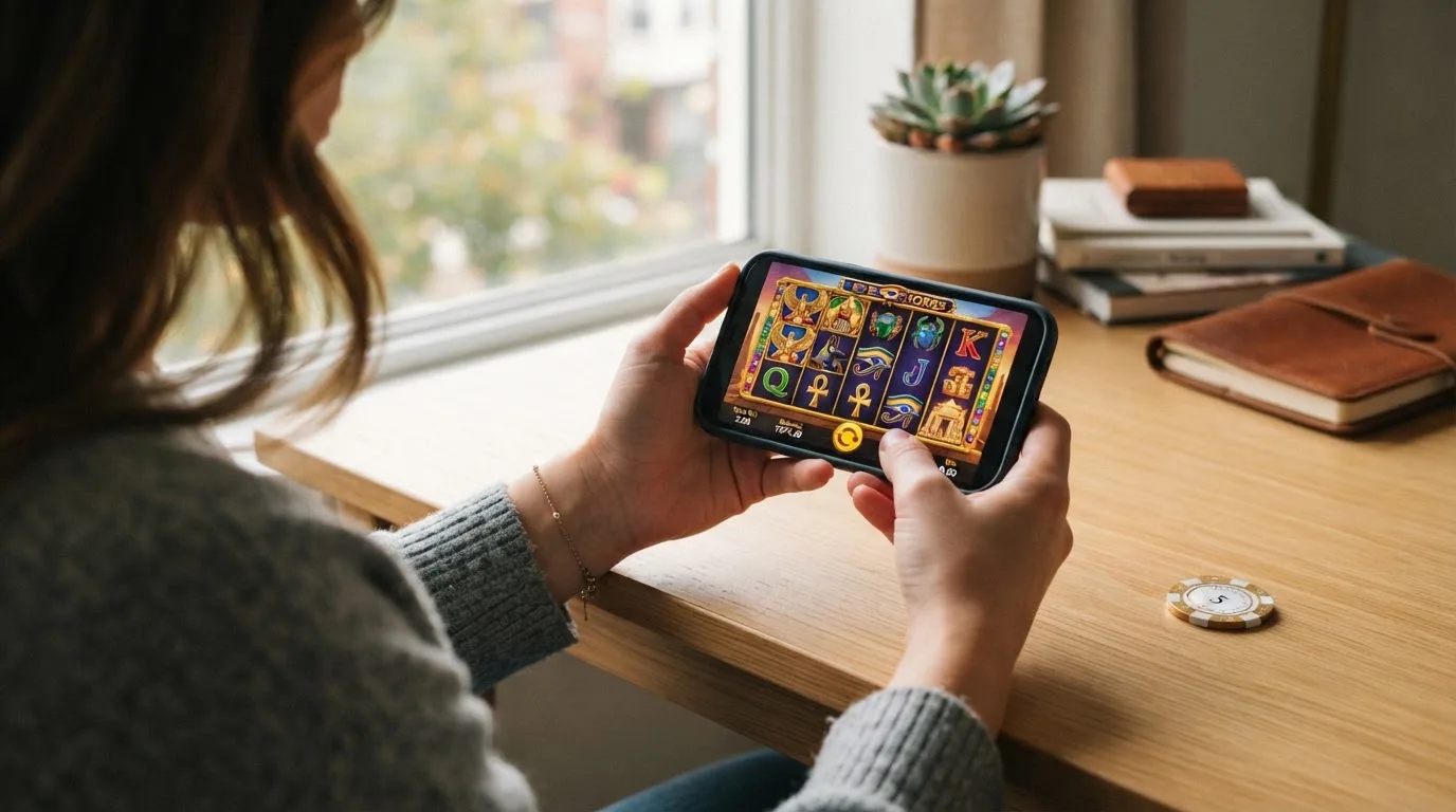 Eye of Horus auf einem Smartphone-Display im Querformat mit Touch-Steuerung