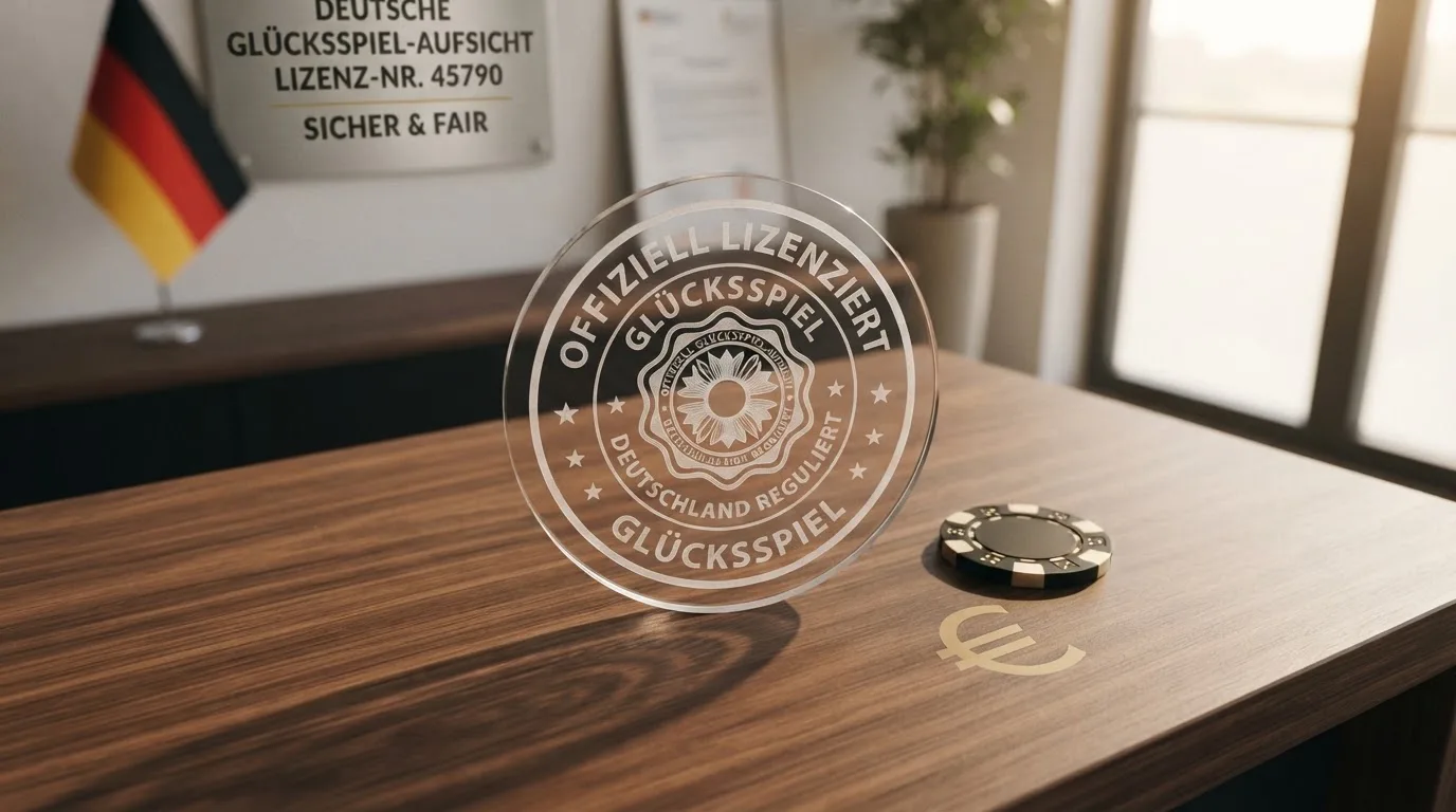 GGL-Zeichen neben Schutzschild und Symbolen für Sperrdatei und Limitkontrolle