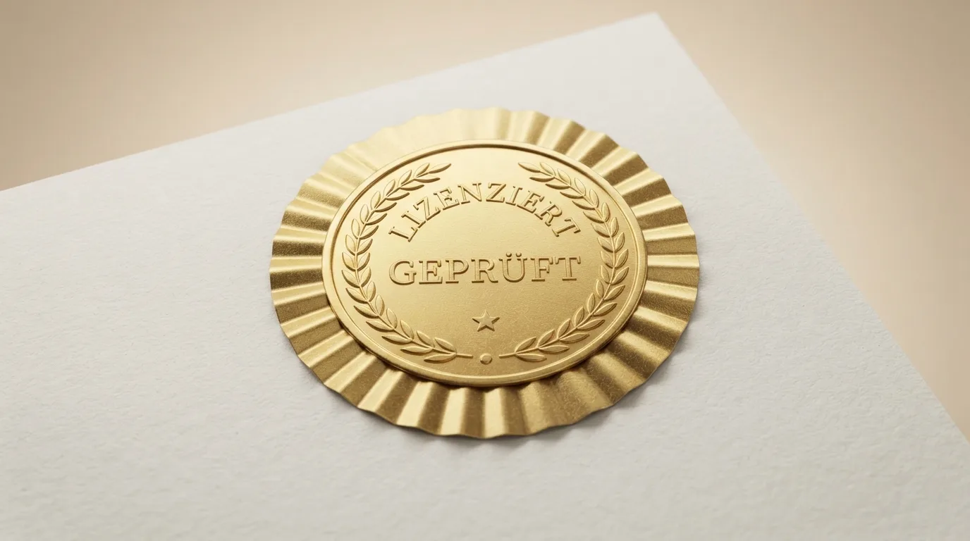 GGL-Logo und GlüStV-Dokument als stilisiertes Siegel neben einem durchgestrichenen Offshore-Symbol