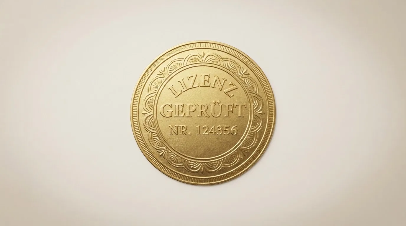 Nahaufnahme des GGL-Lizenzsiegels mit Prüfsiegel auf einer Casino-Webseite