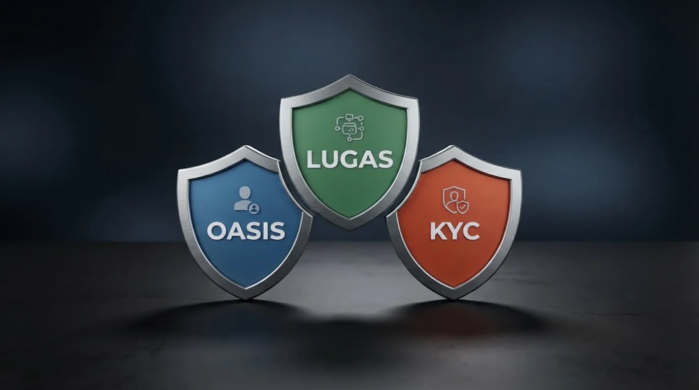 GGL-Logo und Schutzschichten OASIS/LUGAS/KYC