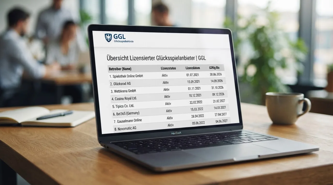 Nachgebildete GGL-Whitelist hebt lizenzierte Einträge in einer Tabelle hervor