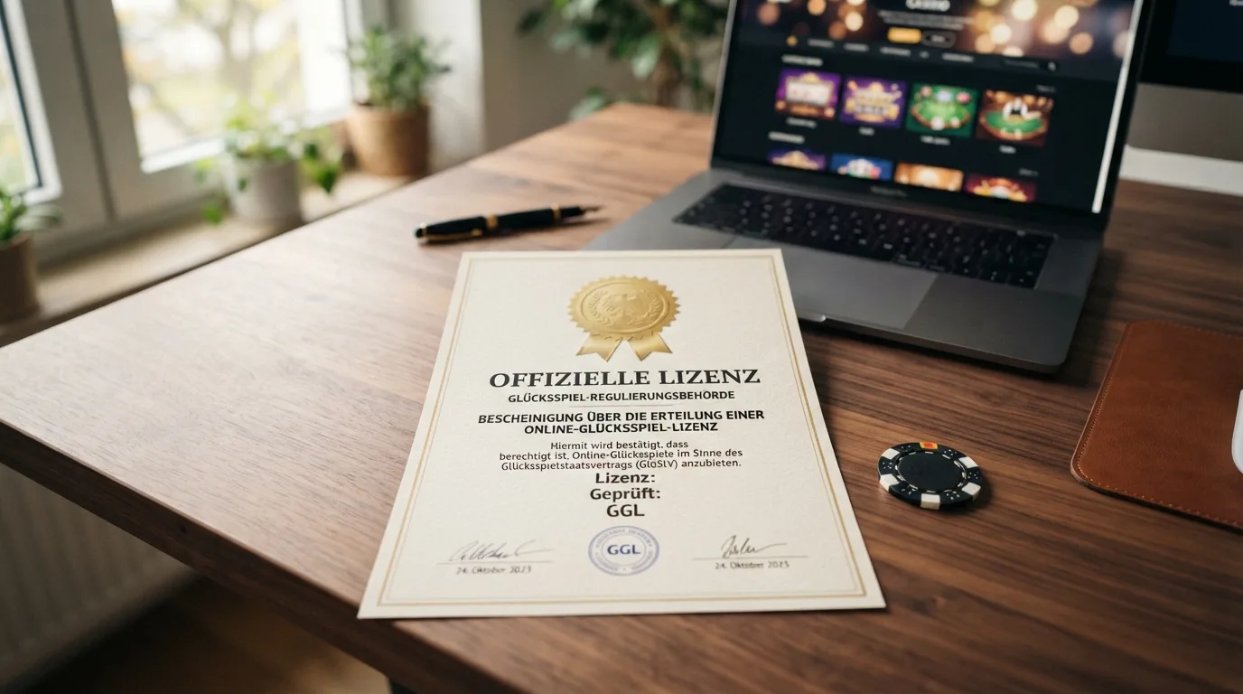 Offizielles GGL-Logo neben einem EU-Flaggen-Symbol und dem GlüStV-Schriftzug