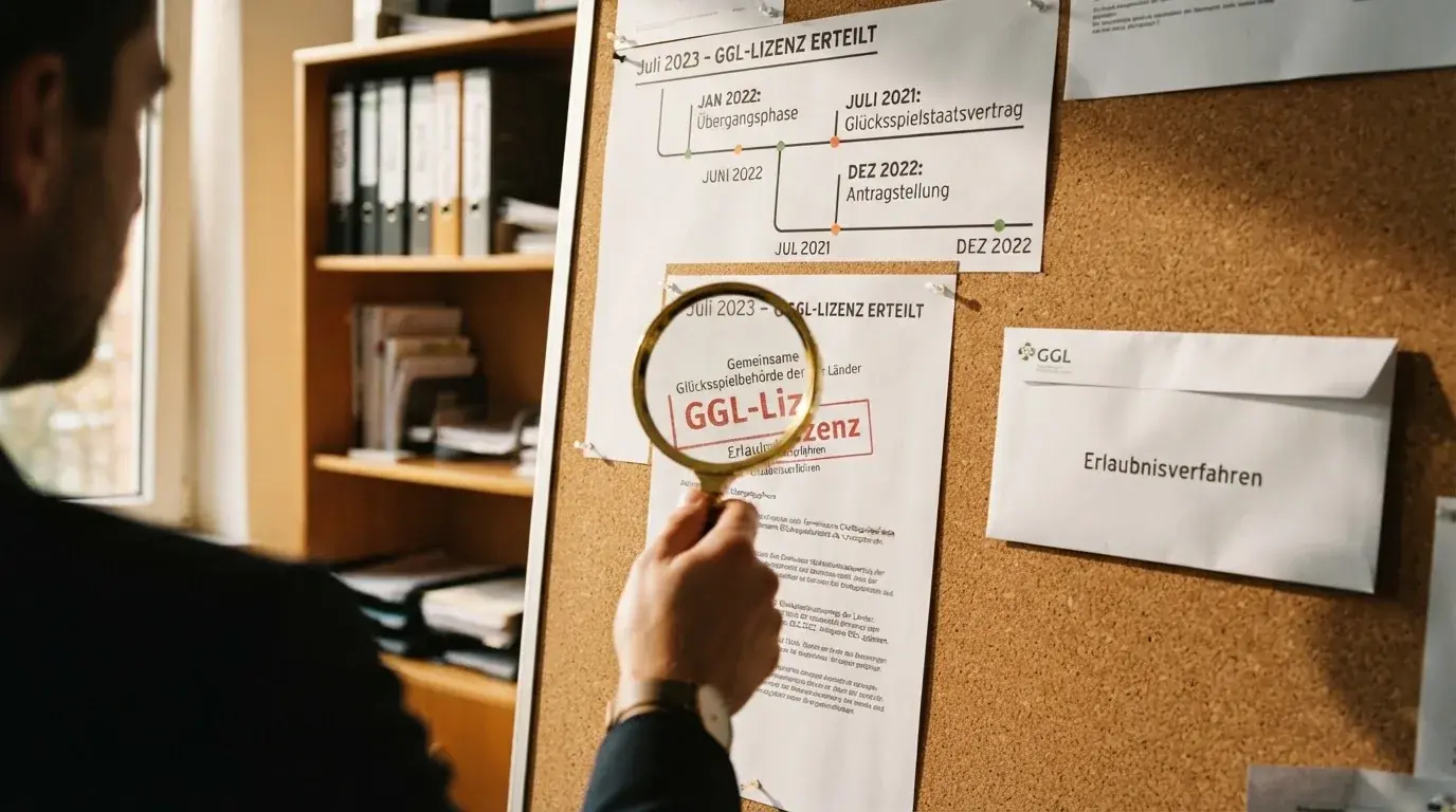 Kalender mit leerem Lizenzschild und amtlichem GGL-Stempel