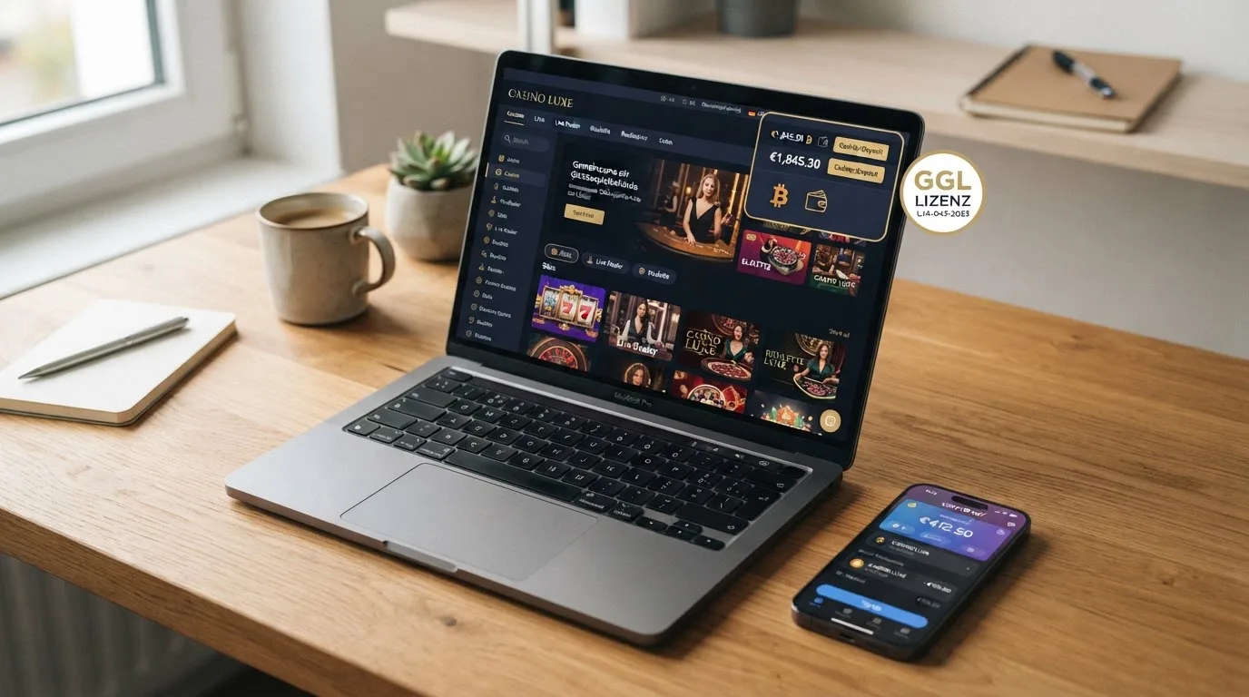 Neues Casino-Interface trägt Wallet-Symbol und sichtbaren Lizenzhinweis