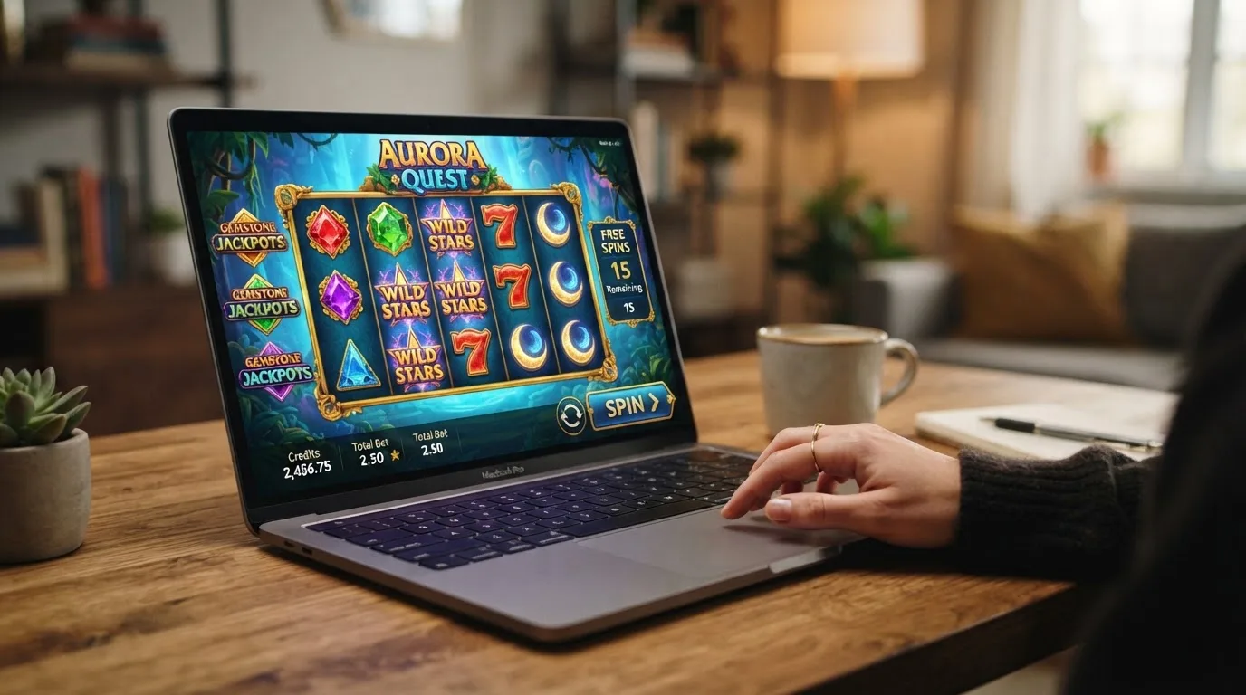 Kacheln bekannter Slots in einem Casino-Interface
