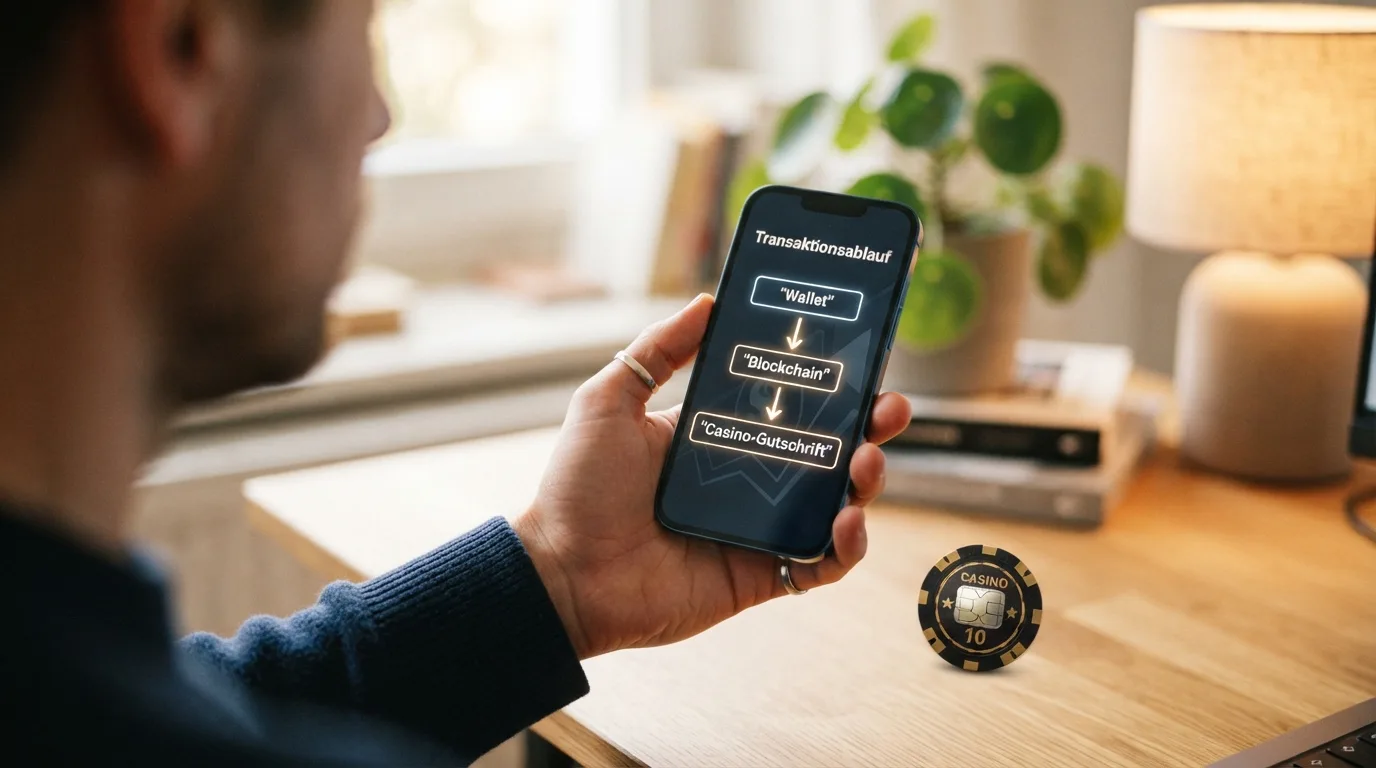Ablauf einer SOL-Transaktion: Wallet, Blockchain-Bestätigung, Casino-Gutschrift