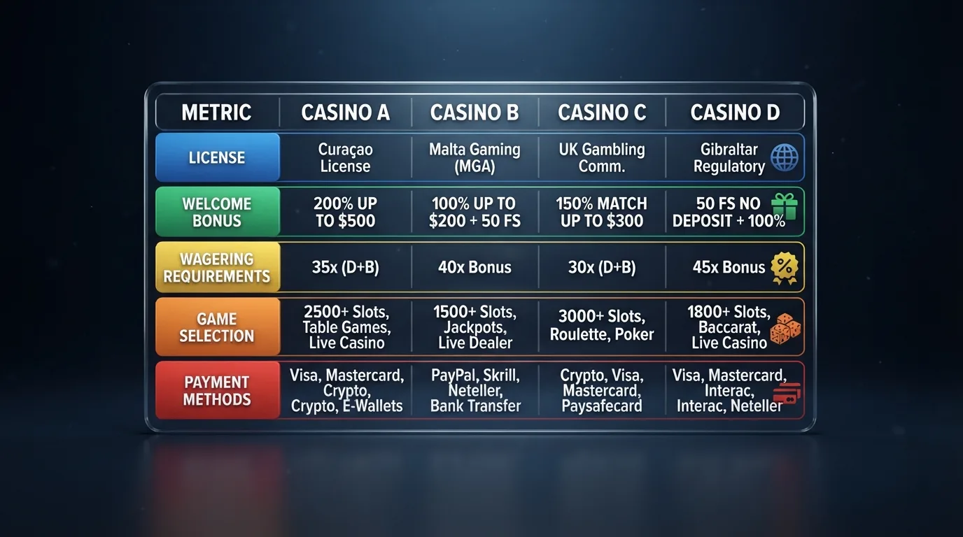 Vergleichstabelle der zehn BNB Casinos mit Lizenz, Bonus und Spielauswahl