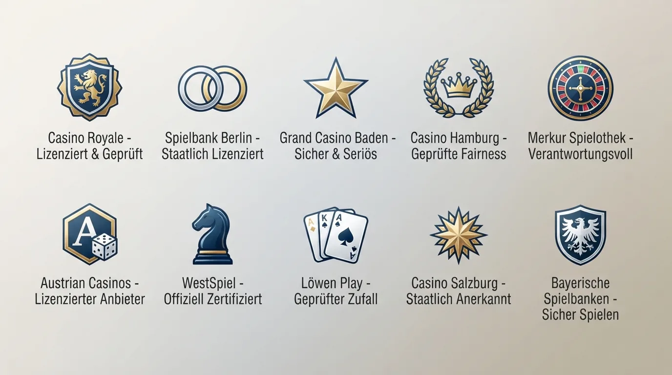 Vergleichstabelle mit den Logos der zehn besten Ripple-Casinos